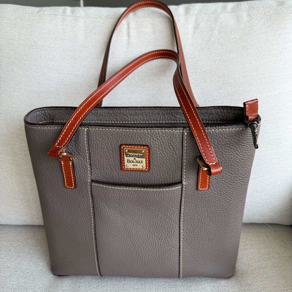 Dooney & Bourke Taupe and Brown Leather Tote